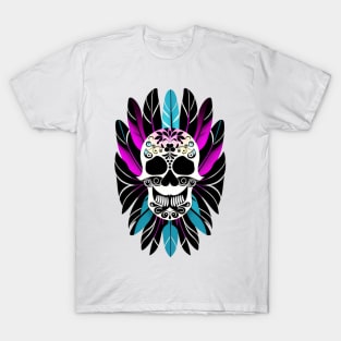 skull with feathers T-Shirt